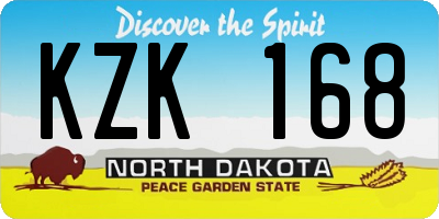 ND license plate KZK168