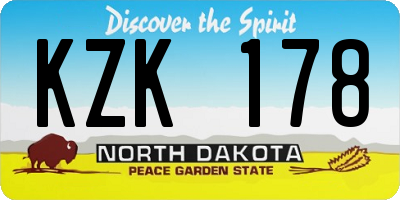 ND license plate KZK178