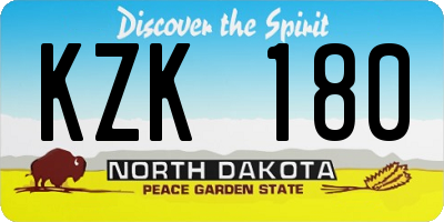 ND license plate KZK180