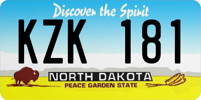 ND license plate KZK181