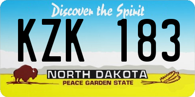 ND license plate KZK183