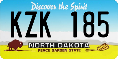 ND license plate KZK185