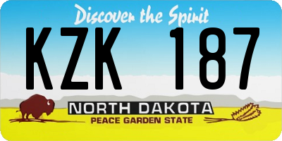 ND license plate KZK187