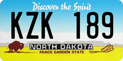 ND license plate KZK189