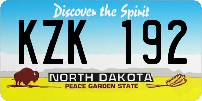 ND license plate KZK192