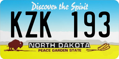 ND license plate KZK193