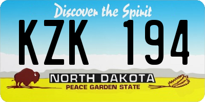ND license plate KZK194