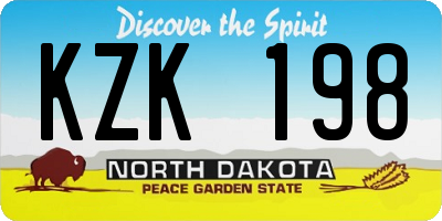 ND license plate KZK198