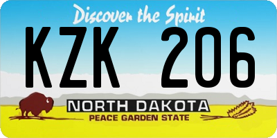 ND license plate KZK206