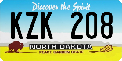 ND license plate KZK208