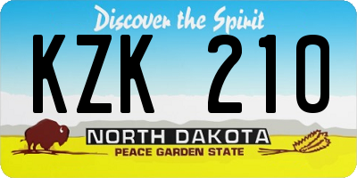 ND license plate KZK210