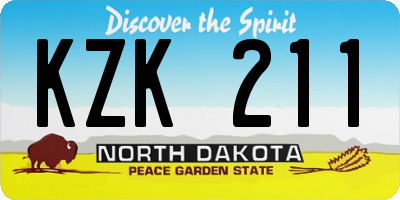 ND license plate KZK211