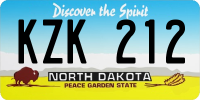 ND license plate KZK212