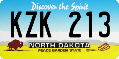 ND license plate KZK213