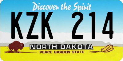 ND license plate KZK214