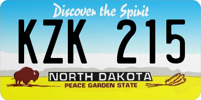 ND license plate KZK215