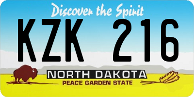 ND license plate KZK216