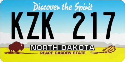 ND license plate KZK217