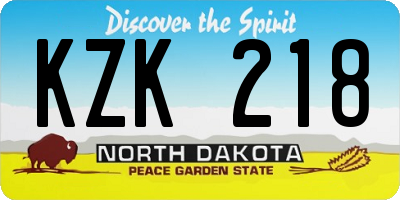 ND license plate KZK218