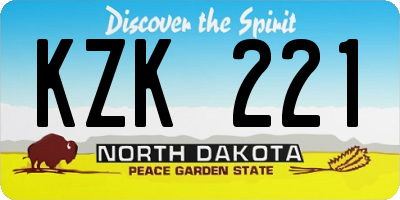 ND license plate KZK221