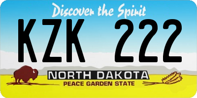 ND license plate KZK222