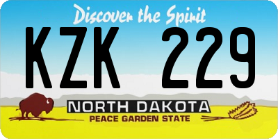 ND license plate KZK229