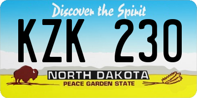 ND license plate KZK230