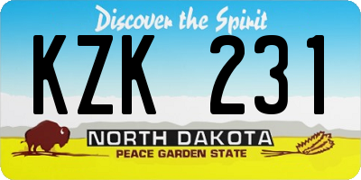 ND license plate KZK231