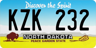 ND license plate KZK232