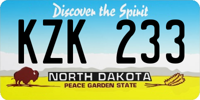 ND license plate KZK233