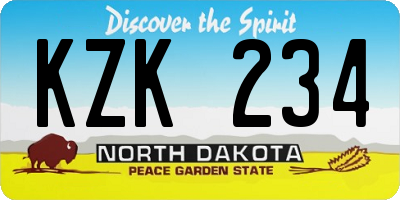 ND license plate KZK234
