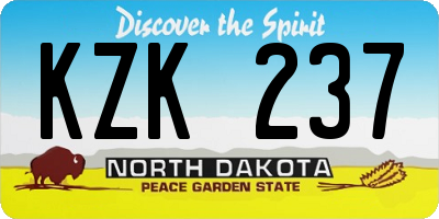 ND license plate KZK237