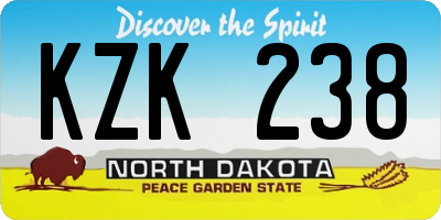 ND license plate KZK238