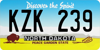 ND license plate KZK239