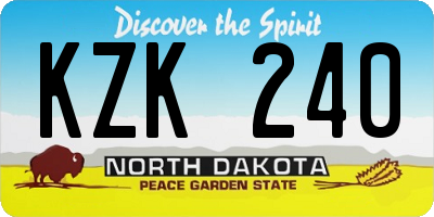 ND license plate KZK240