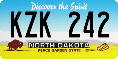 ND license plate KZK242