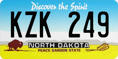 ND license plate KZK249