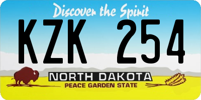 ND license plate KZK254