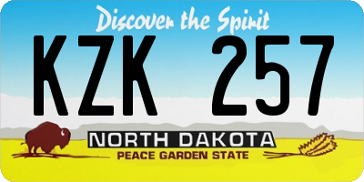 ND license plate KZK257