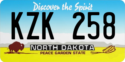 ND license plate KZK258