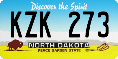 ND license plate KZK273