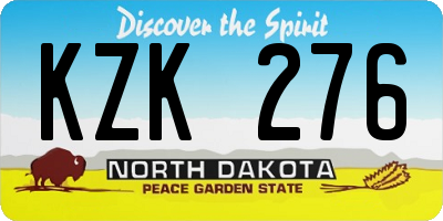ND license plate KZK276