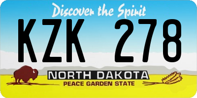 ND license plate KZK278