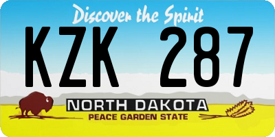 ND license plate KZK287