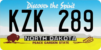 ND license plate KZK289