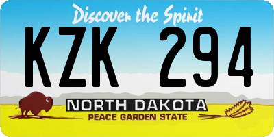 ND license plate KZK294