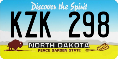 ND license plate KZK298