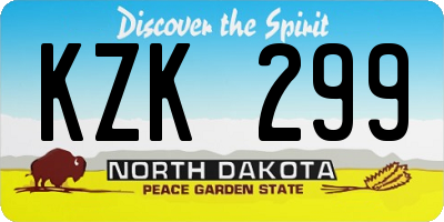 ND license plate KZK299