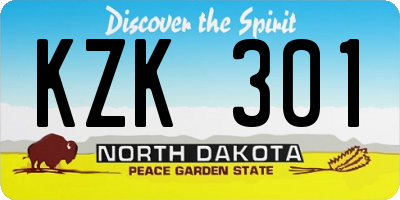 ND license plate KZK301