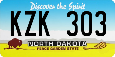 ND license plate KZK303